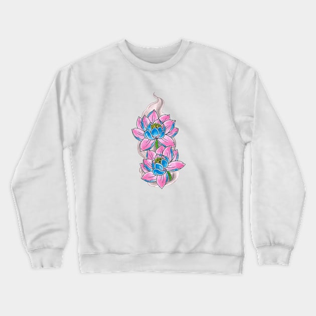 Lotus Tattoo Flower Crewneck Sweatshirt by newhuman